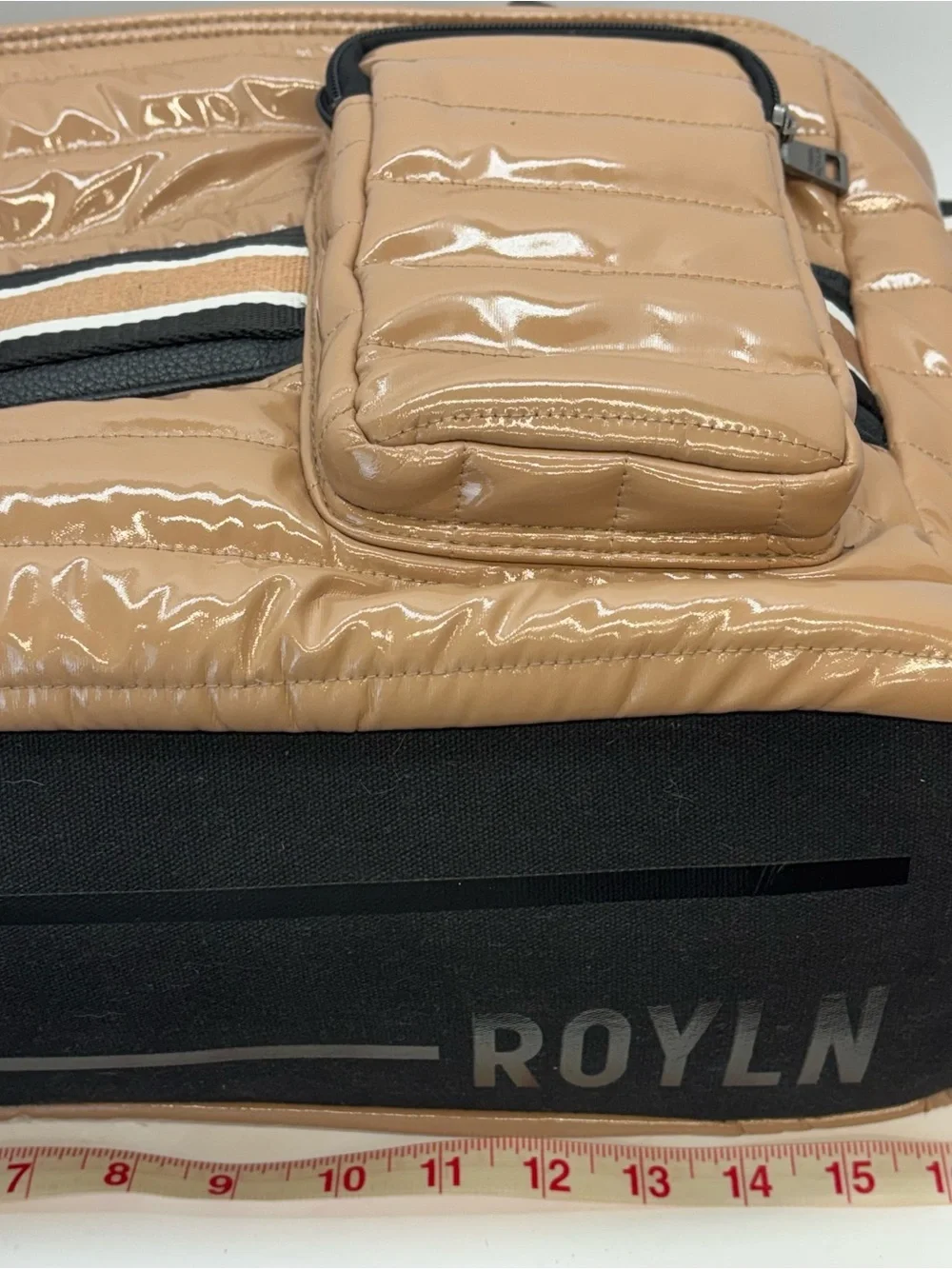 Think Royln Kira Quilted Puffer Crossbody Bag Tote Handbag Messenger Purse Tan